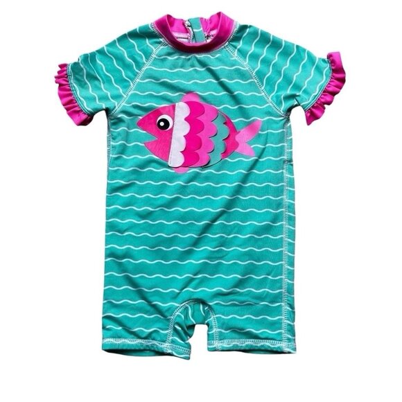 Wippette Baby Girls Fish Rash Guard Swim Suit Size 12 Months - Picture 1 of 6